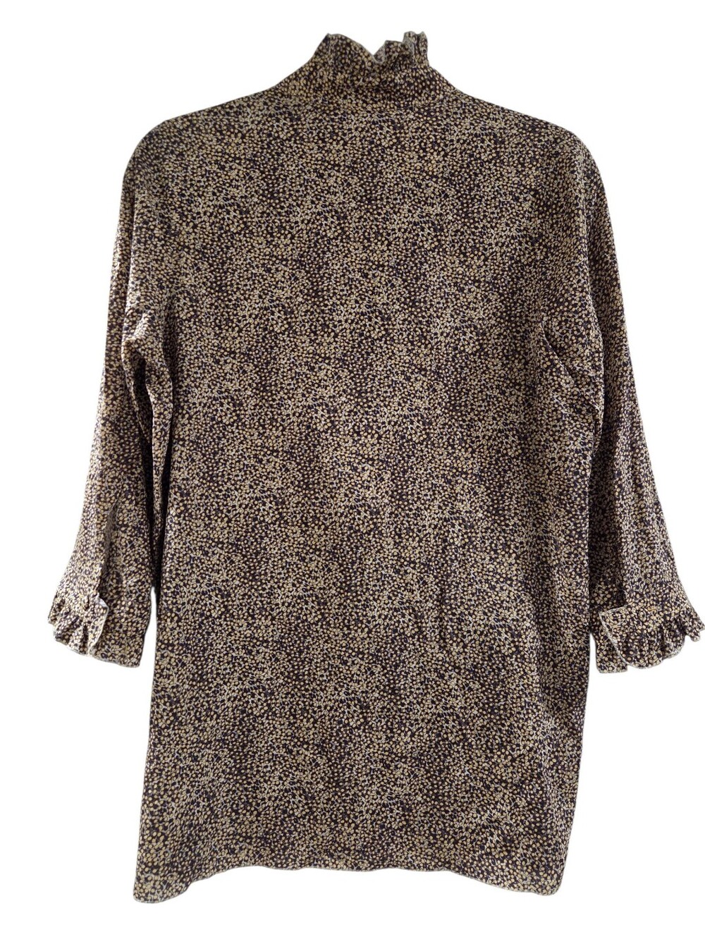 Kiton Yellow Black Speckled Print Ruffle Blouse Made in Italy Size 42 - Picture 8 of 9